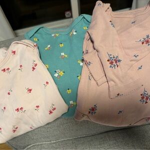 Bundle Long Sleeve Baby Floral Onesie 3 Total